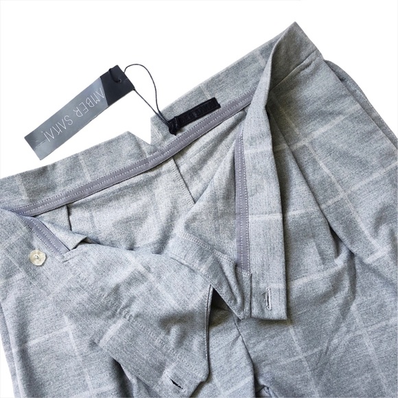 AMBER SAKAI Asymmetrical Waist Crisscross Crossover Waist Gray Plaid NWT… - Picture 10 of 16